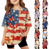 Kids Independence Day Print Round Neck Short Sleeve Casual T-shirt