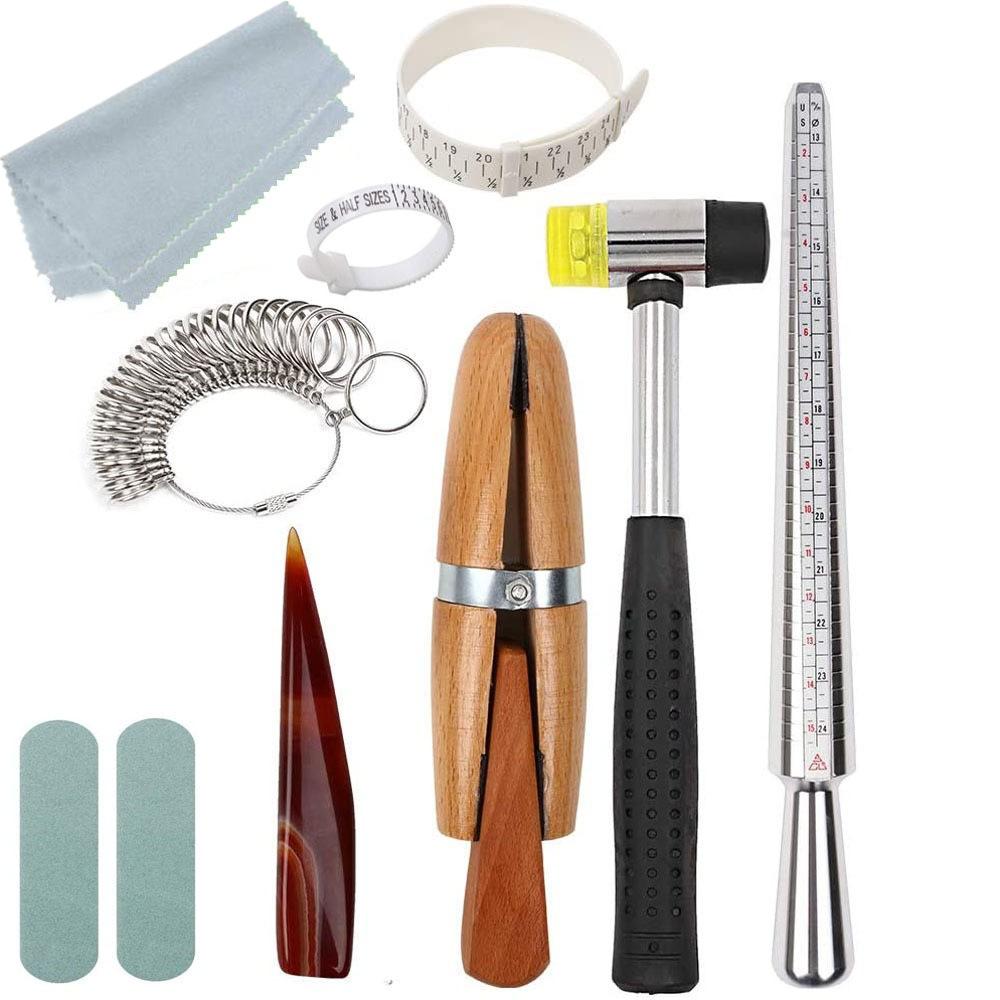 11-teiliges Schmuckset, Ringmesswerkzeug, Ringformwerkzeug, Ringringring, Ringstab, Schmuckpolierwerkzeug