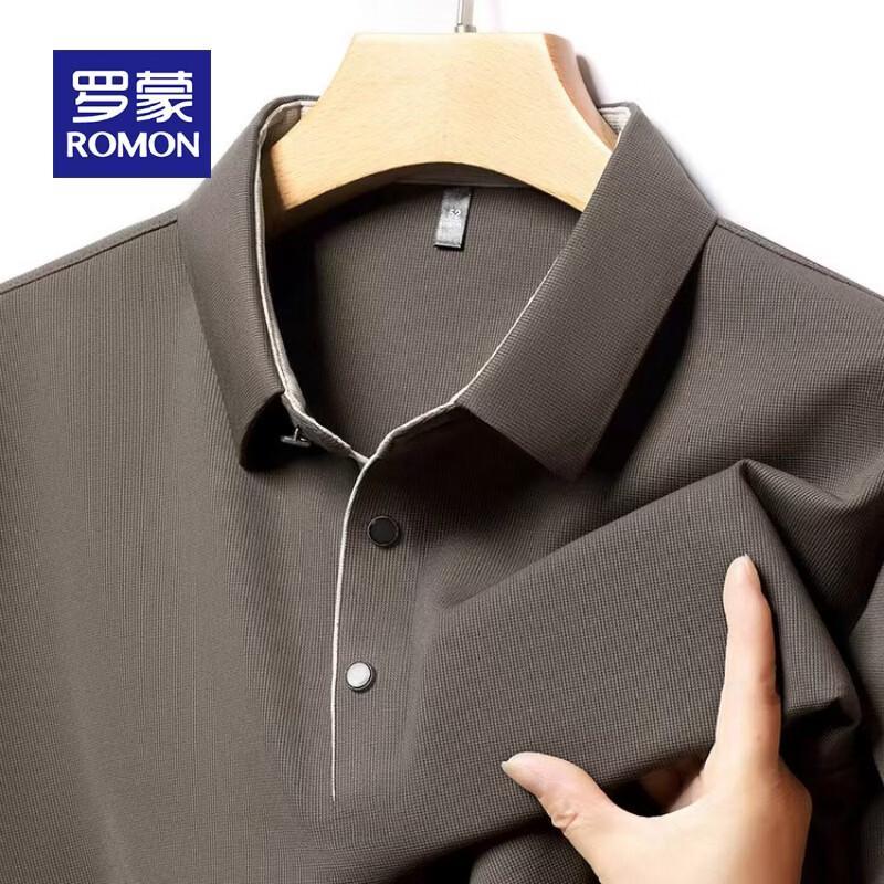 ROMON Men's High-Quality Long Sleeve Polo Shirt