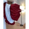 Plus-Size Red Bud Hem Midi Skirt for Women - Autumn Sweet Spicy Girl Cloud Fluffy A-Line Short Skirt