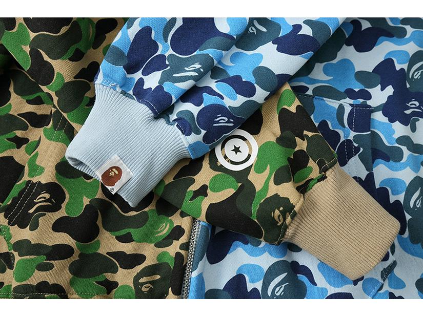 Hanorac cu fermoar și patch-uri tip rechin camuflaj, cu căptușeală de catifea - Stil trendy pentru cupluri
