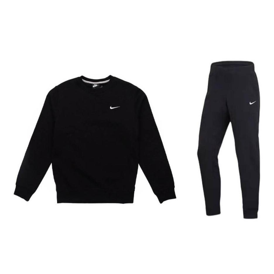 

Nike Comfortable Simple Long Sleeve Crew Neck Top And Long Pants Casual Sports Set Men sets Black 623459-010+716831-010 M