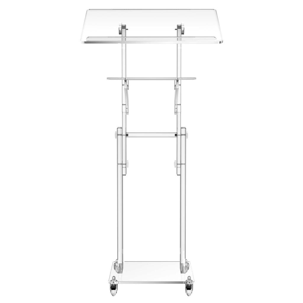 Podium Stand, Adjustable Height Acrylic Lectern Mobile Laptop Desk, for Schools, Churches and Events, 109-118 cm, Clear Portable Presentation Lectern