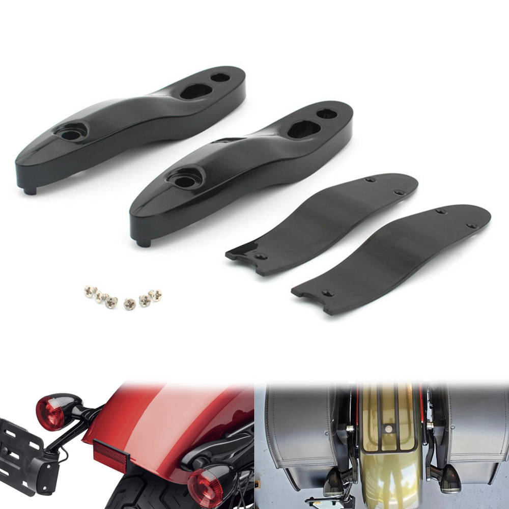 

Motorcycle Rear Turn Signal Indicator Extension License Plate Bracket Relocation Kit Black Chrome Plastic For Softail 2000-2024 чёрный