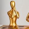 Shelf Sitter Statue Abstract Art Sculptures Matte Gold Sitting Thinker Figurine Seating Display Statue for Consoles Table, Shelf Arrangement and