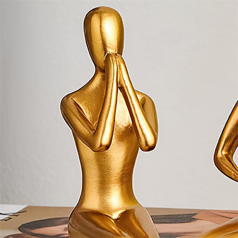 Shelf Sitter Statue Abstract Art Sculptures Matte Gold Sitting Thinker Figurine Seating Display Statue for Consoles Table, Shelf Arrangement and