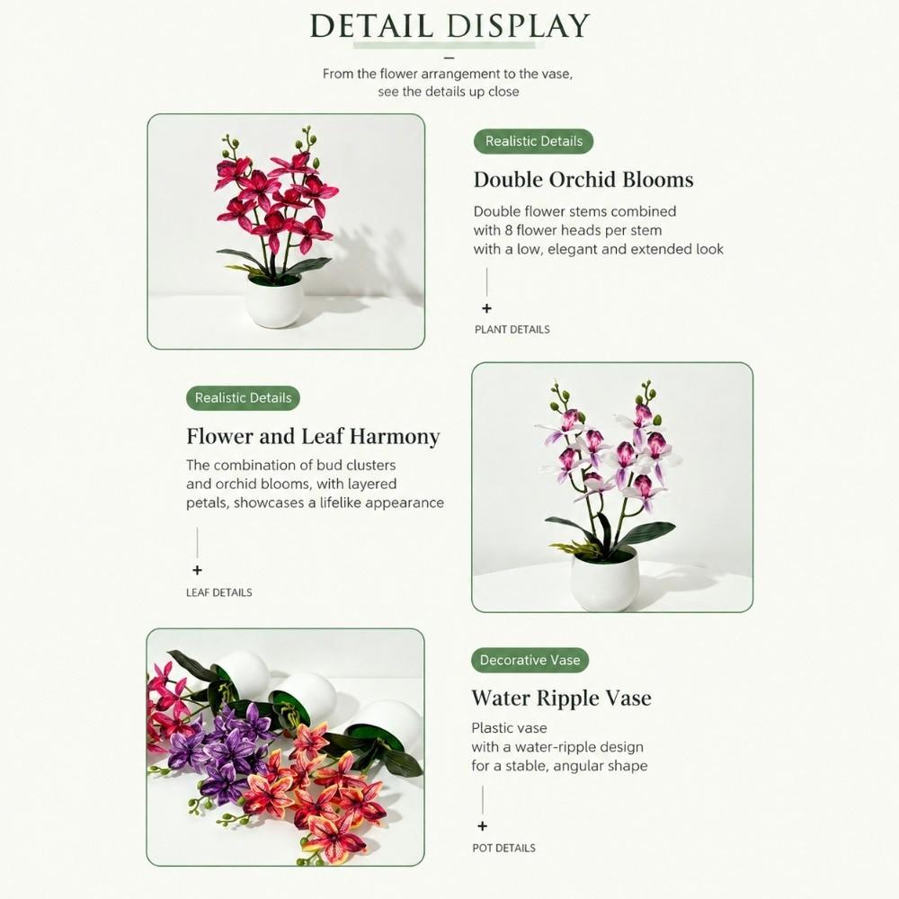 Silk Petals Artificial Orchid Flower Multicolor Simulated Orchid Plant  Office Hotel