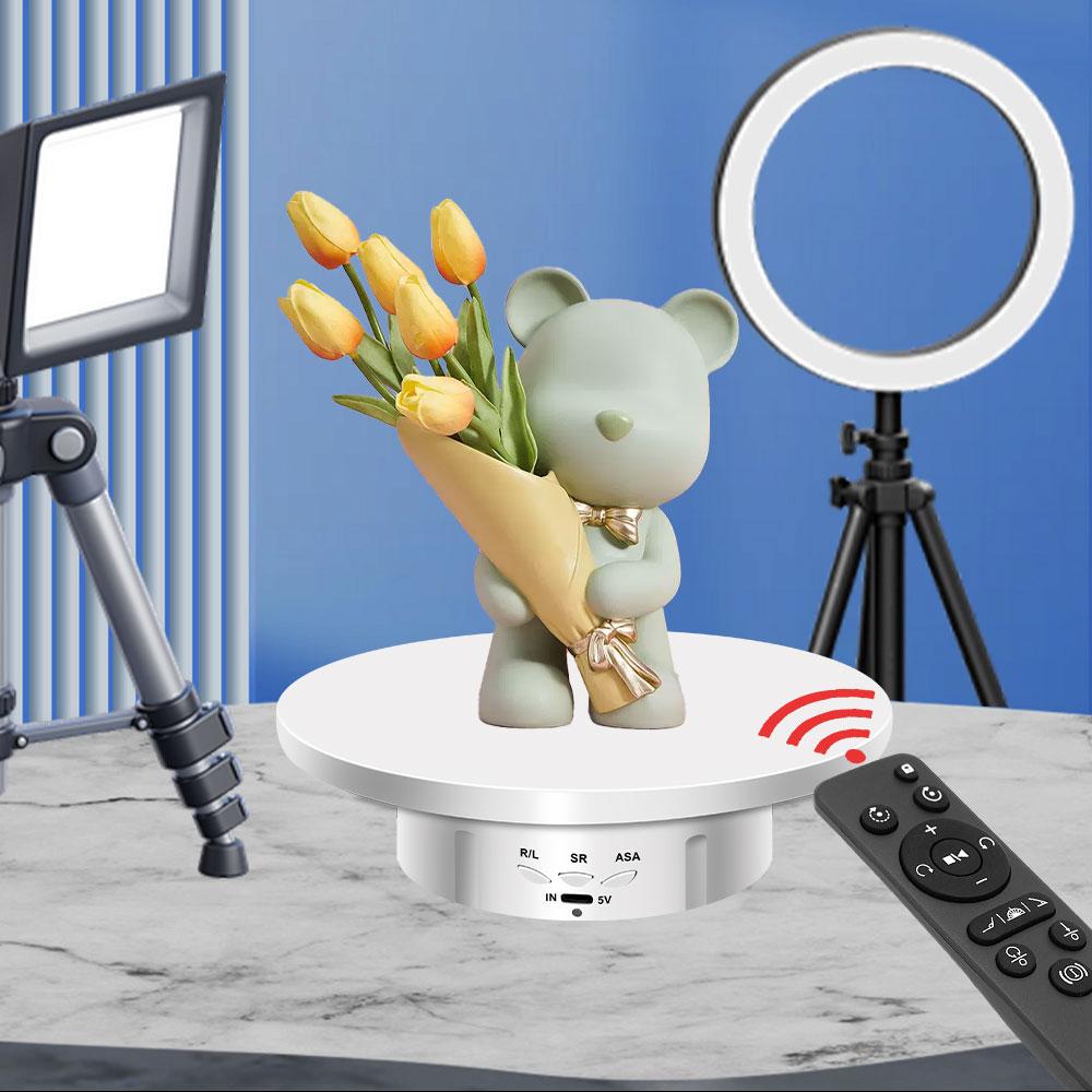 Video shooting props, jewelry, shoes, electric rotary vision device, three adjustable USB charging display stands,360° turntable
