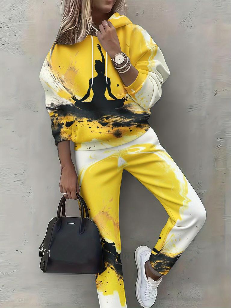 New Women'S Clothing European And American Spring And Autumn Floral Printing Casual Long-Sleeved Sports Suit