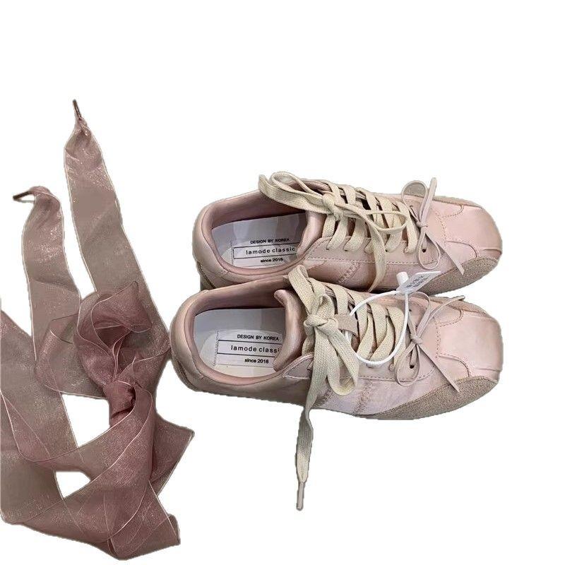 Sheepskin version~ Dexun shoes women's 2025 spring new lace-up ballet casual sports shoes versatile Forrest Gump shoes