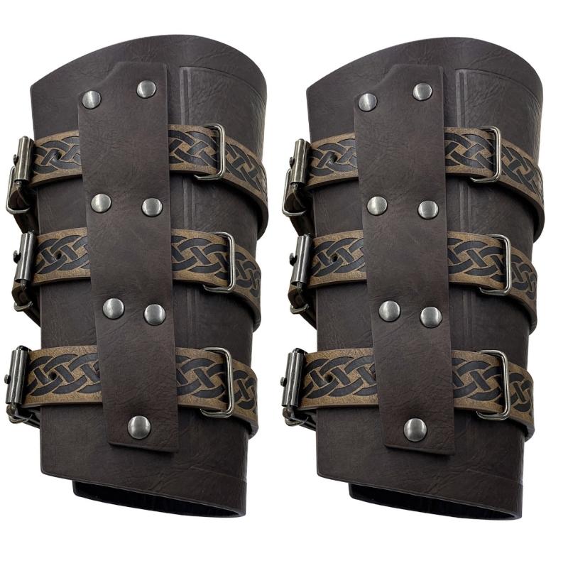 1pair Leather Gauntlet Wristband Vintage Mens Armguards Hammers Wide Wristband for Knights and Renaissances Participants