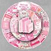 50 Pink Cartoon Sticker Sheets: Sweet Girly Heart Designs for Guitar, Water Cup, Storage Box Decoration