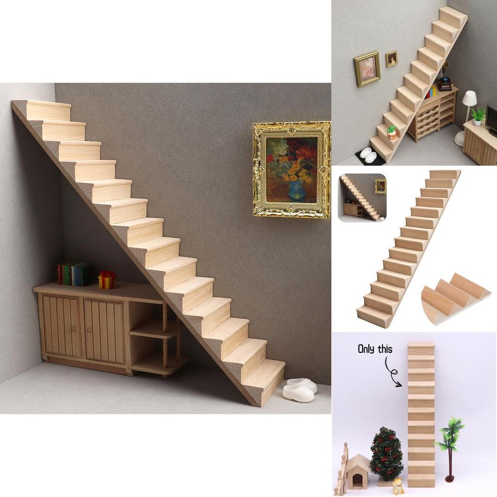 Сучасний ляльковий будиночок Мініатюрні меблі Дерев'яні міні-сходи для лялькового будиночка 1:12