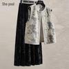 Women's New Chinese Style Linen Vest & Skirt Set