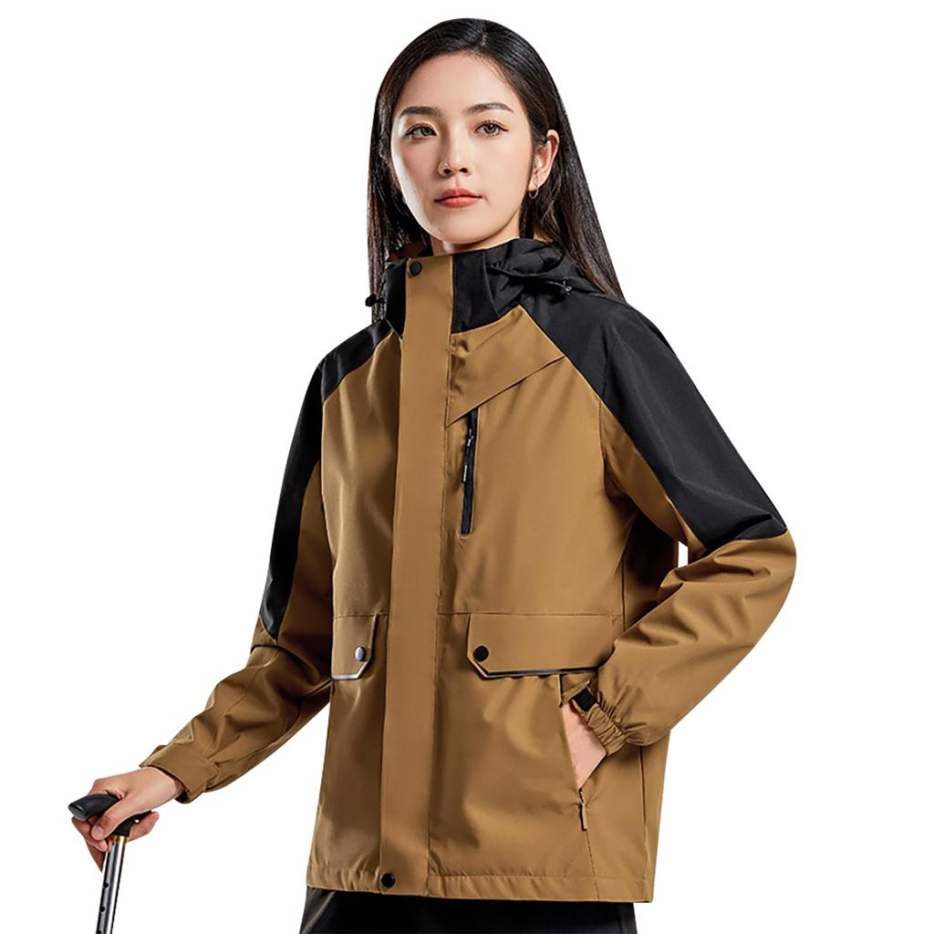 Montagne capuche large montagne saison des pluies eau lavable en machine [inotenka] Parka pour femme, coupe-vent, veste, printemps/automne, taille, vêtement d'extérieur,
