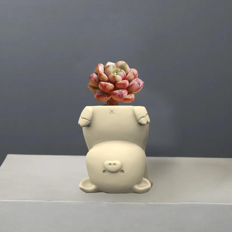 Silikonform für Sukkulenten-Blumentöpfe, Mini-Gartenstatuen, Katzen-, Panda- und Schweinchen-Blumentopfform, einzigartige Stifthalter-Harzformen