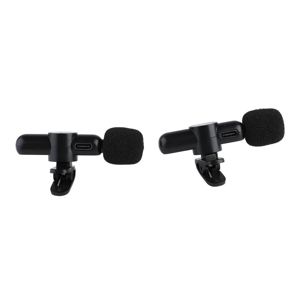 Wireless Lavalier Lapel Microphone with Type C Receiver 1 for 2 Noise Reduction 2.4G Mini Clip On