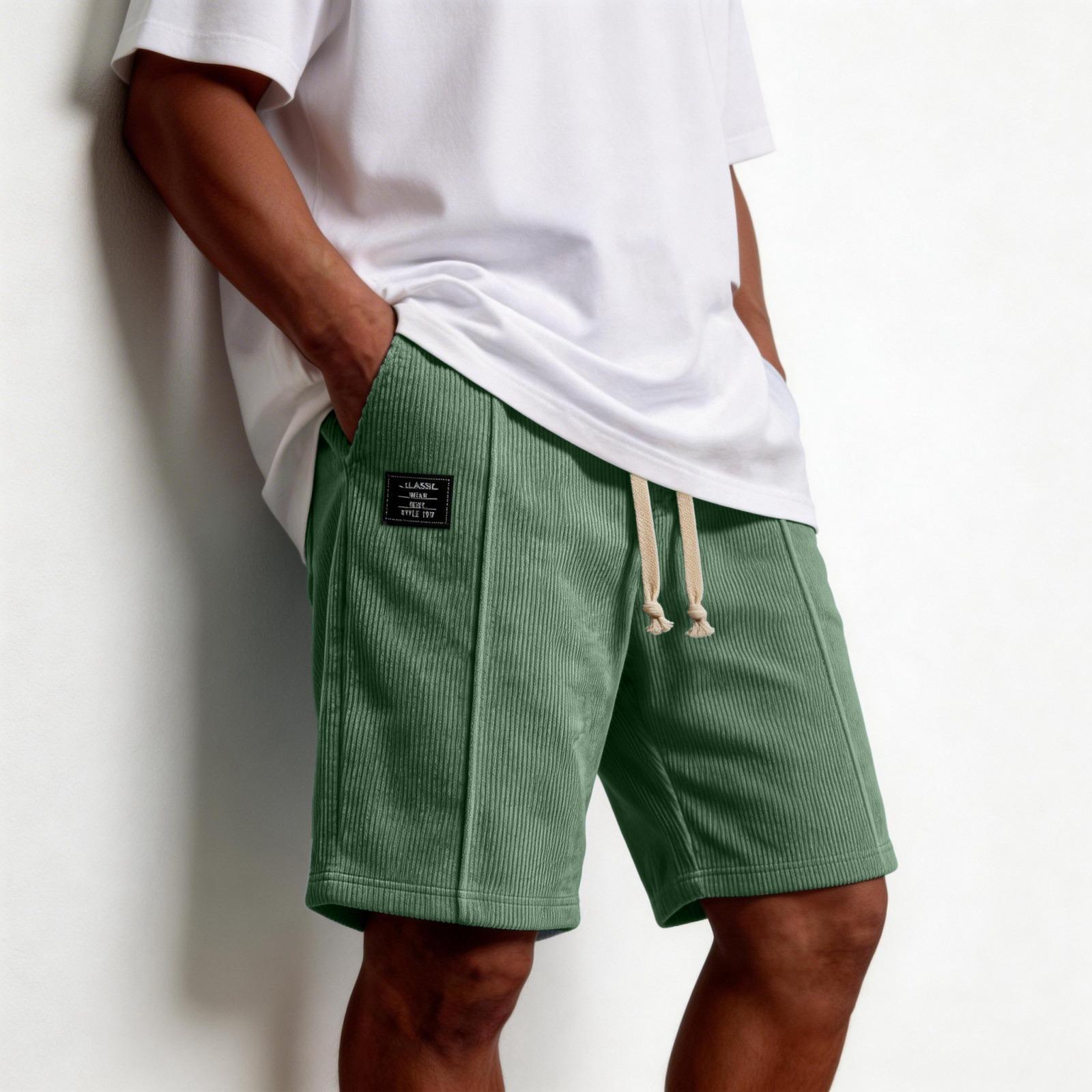 

Men s Loose-fitting Casual Plain Corduroy Pants Men s Comfortable And Breathable Sports Shorts L армия зеленый
