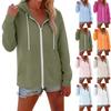 Girls' Color Long Sleeved Hooded Zipper Pocket Cover Shirt Jacket