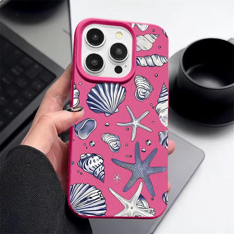 Muschel Seestern Muster Anti-Fall Weiche Handyhülle Für iPhone 16 Pro 16E 15 14 Pro Max 13 12 11 Slim TPU Stoßfest Matt Bumper Abdeckung Hülle
