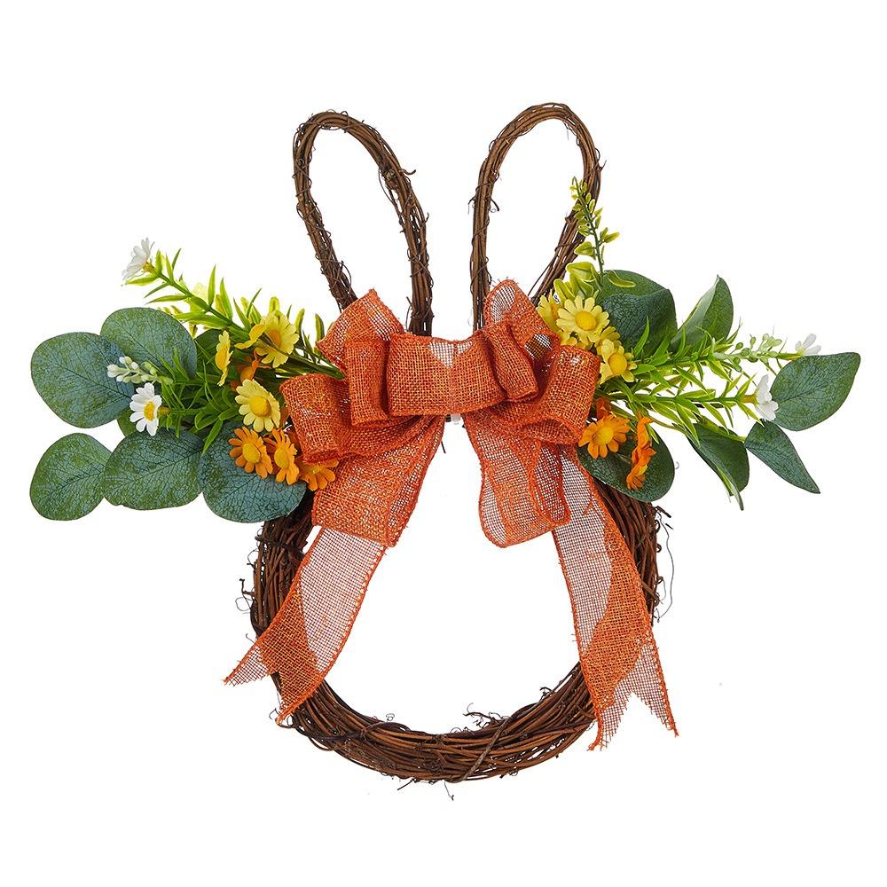 Hangable Easter Egg Door Pendant Decorative Artificial Flower Garland Easter Hanging Wreath  Door