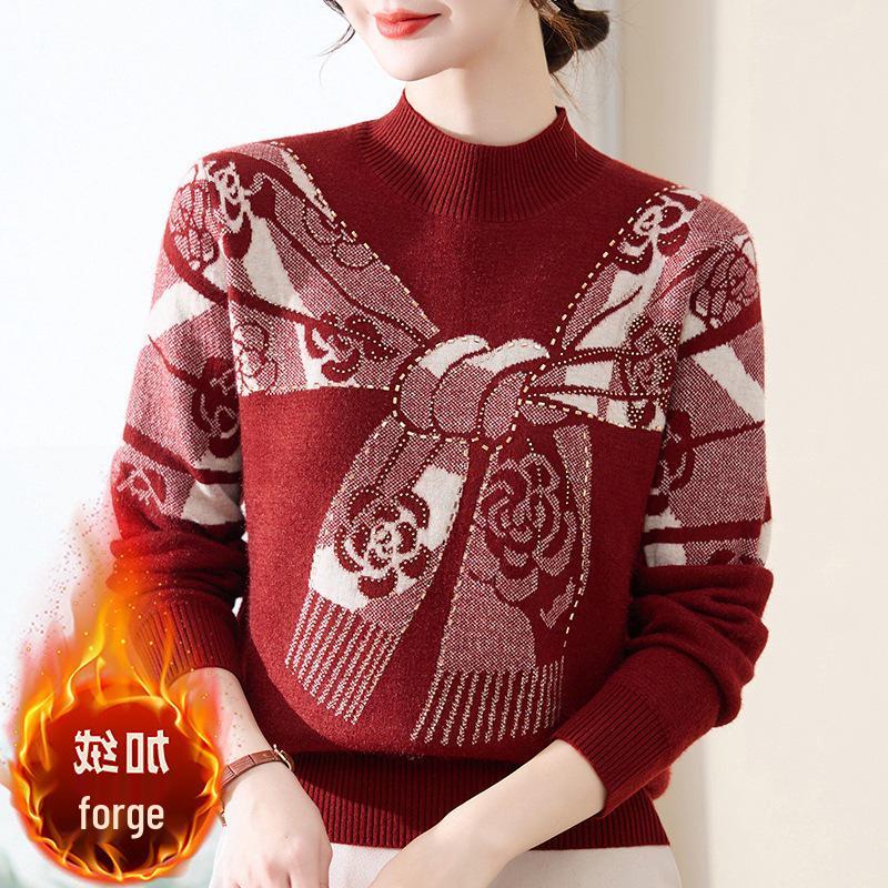 Stylish Winter Knitted Sweater for Middle-Aged Women