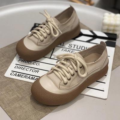 Chaussures simples à plateforme pour femmes, chaussures décontractées pour femmes, printemps et automne 2025, nouvelles chaussures de skate à lacets, chaussures blanches à la mode, rétro, littéraires et polyvalentes