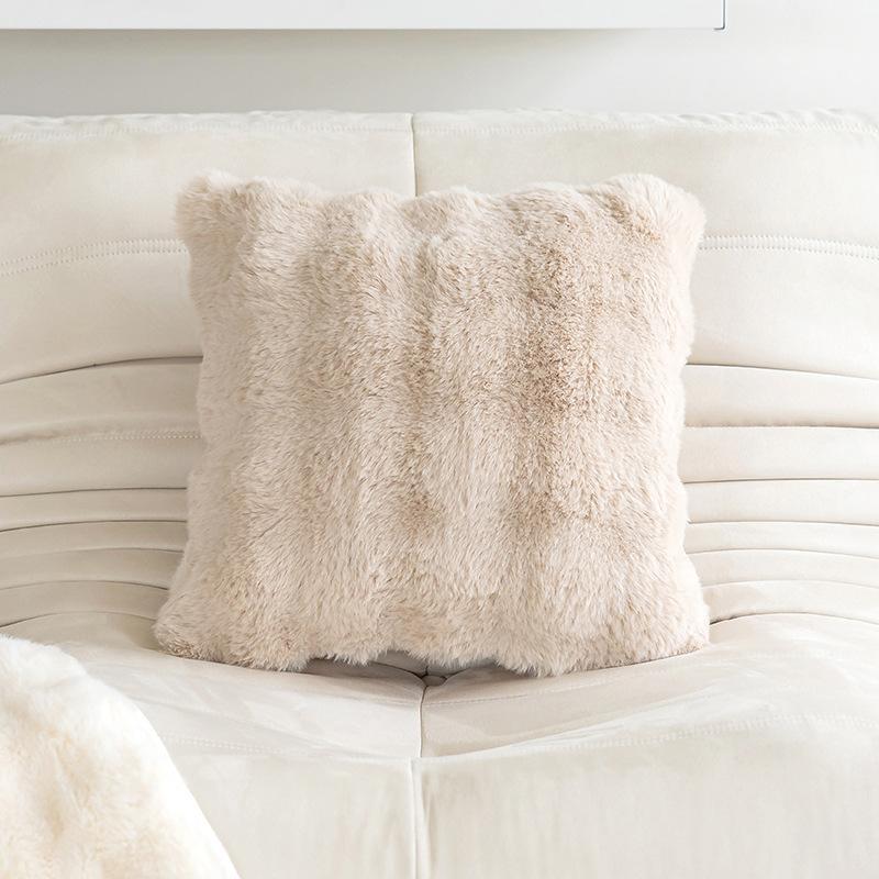 Winter Sofa Imitation Rabbit Fur Bubble Velvet Pillow Solid Color Home Bedroom Model Room Decorative Pillow Case