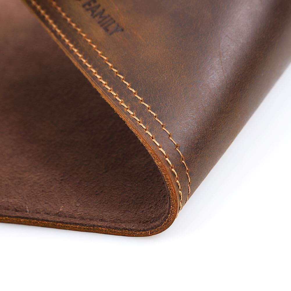 family Mouse genuine all Contact's pad, handcrafted, leather, optical, LED, laser, compatible, 0.3cm thick, cowhide, non-slip (coffee)