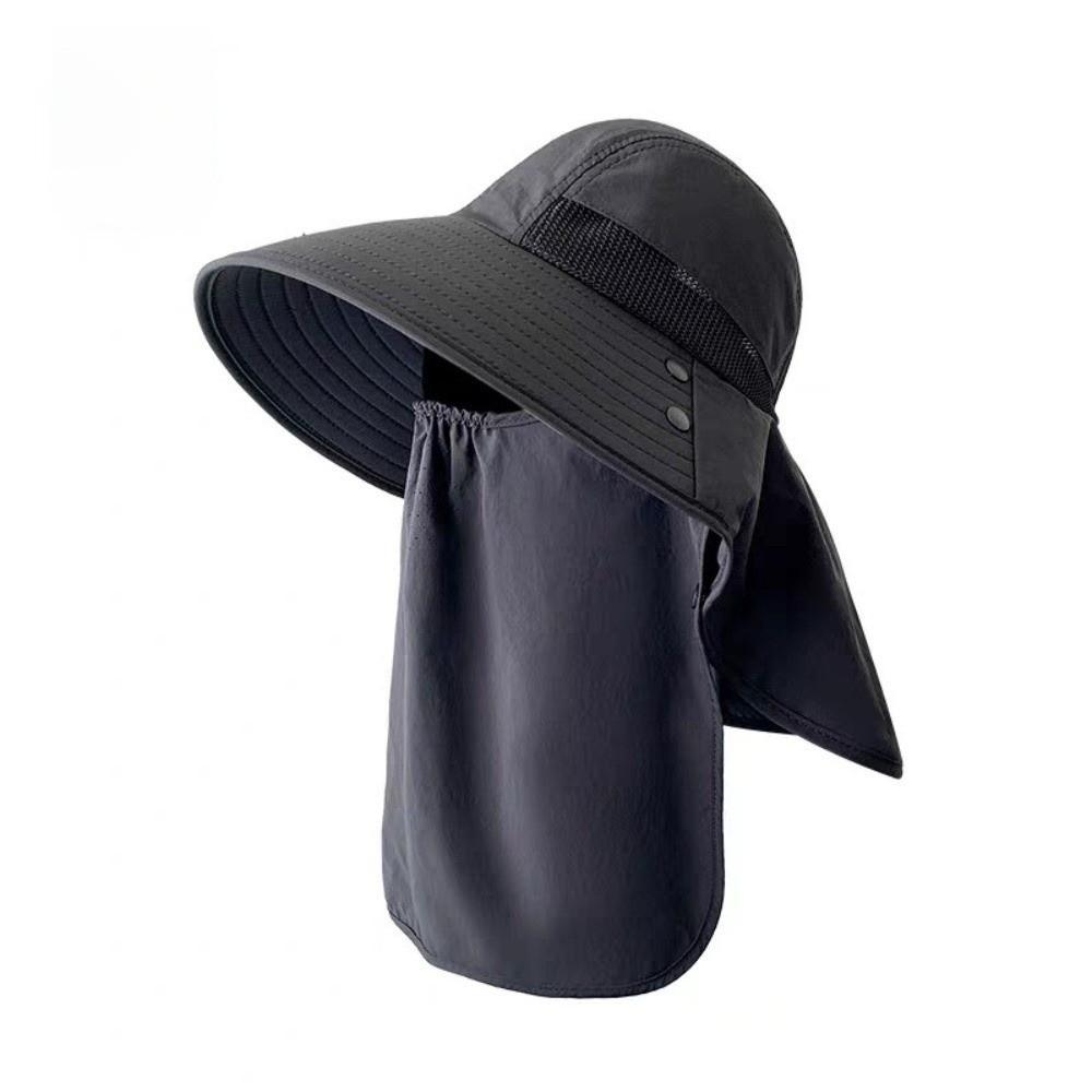 Breathable Face Covering Sun Hat Wide Brim Integrated Fishing Hat  Outdoor Activities