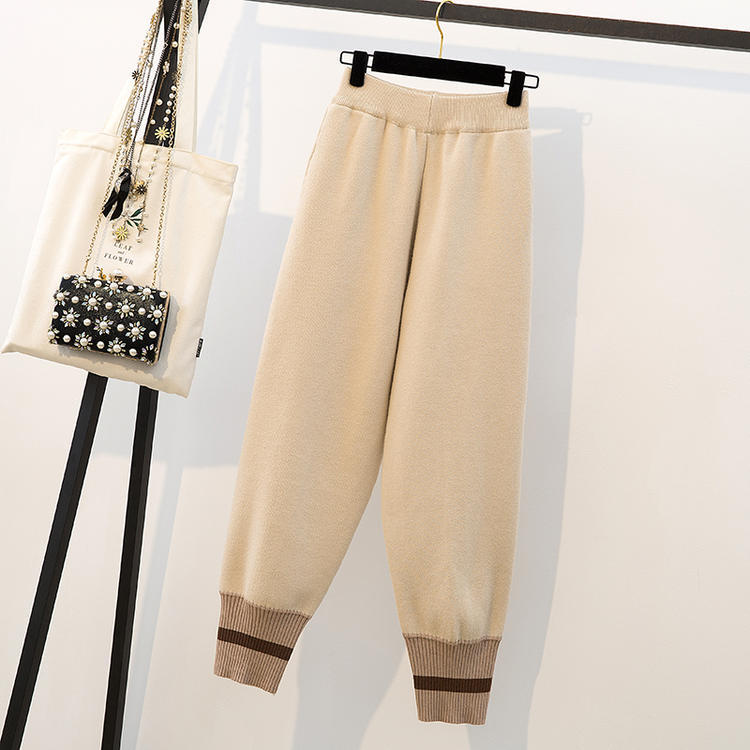 

Осень-зима Большие размеры Плотный бархат женские спортивные брюки мягкие свободные повседневные толстые хлопчатобумажные шерстяные длинные брюки однотонные брюки One Size слоновая кость