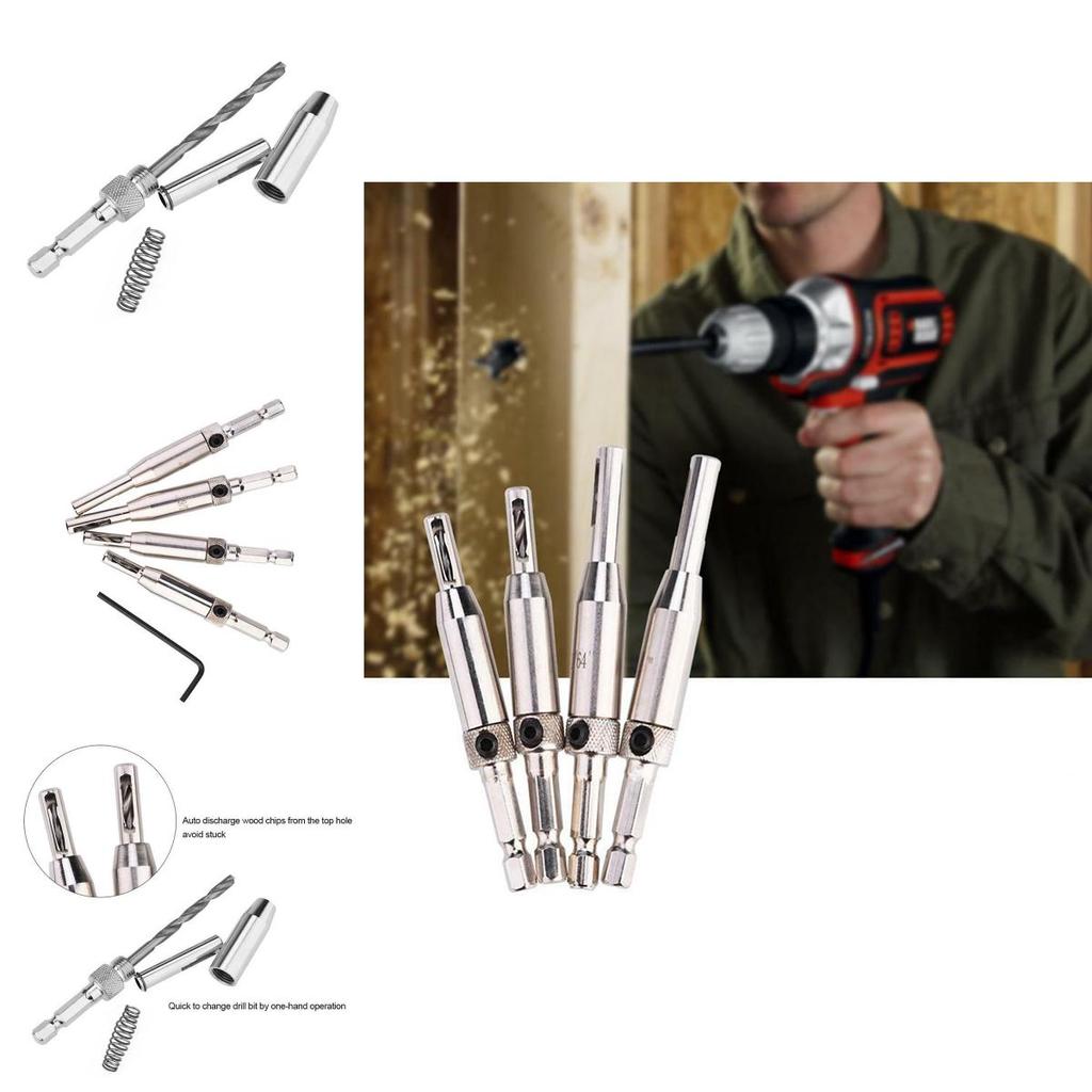 Premium Quality 4x Hex Shank Self Centering Door Window Hinge Twist Wood Drill Bit Hole Puncher With Brass Body