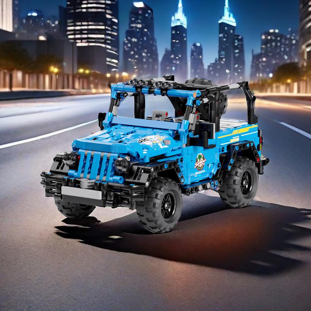 Non-Toxic 876Pcs Blue Off-Road Vehicle Building Blocks Toys Model Off Road Vehicle Assemble Puzzle Bricks Toy Sets For Kid Ornament Gifts