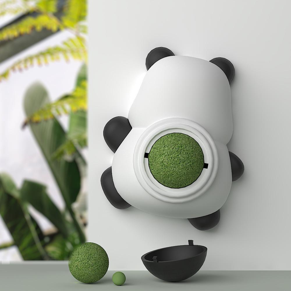 

Catnip ball toy for kittens and adult cats, self-entertaining and boredom-relieving, wall-mounted, cute panda cat teaser stick Opp Bag Packaging