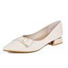 Pearl single shoes pointed thick heel temperament middle heel fairy shoes evening breeze gentle shoes spring and autumn large size women's shoes 41-43