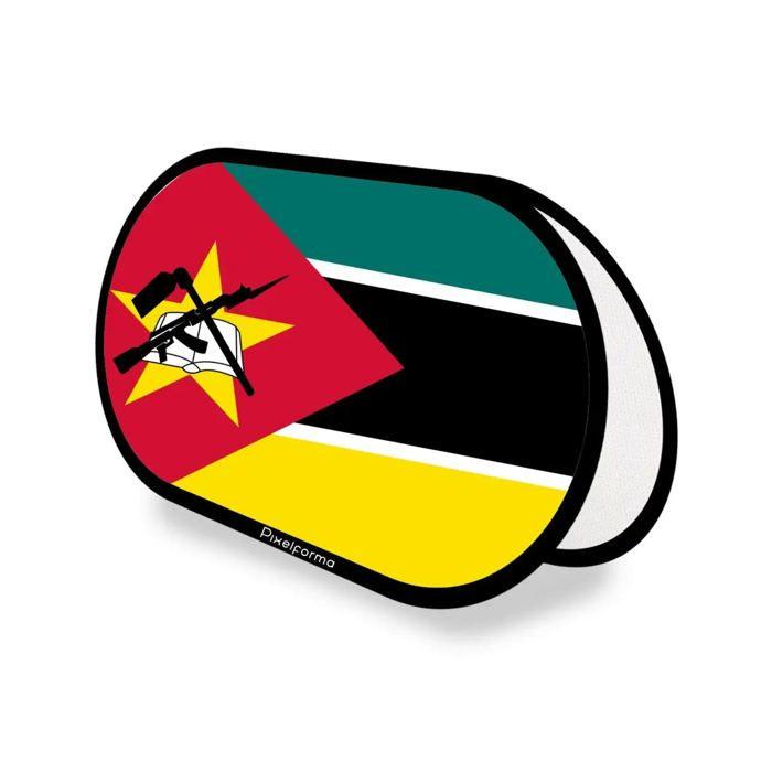 Drapeau Ovale - Mozambique - 70 x 120 cm - Polyester - Impression recto/verso - Pliable rétractable