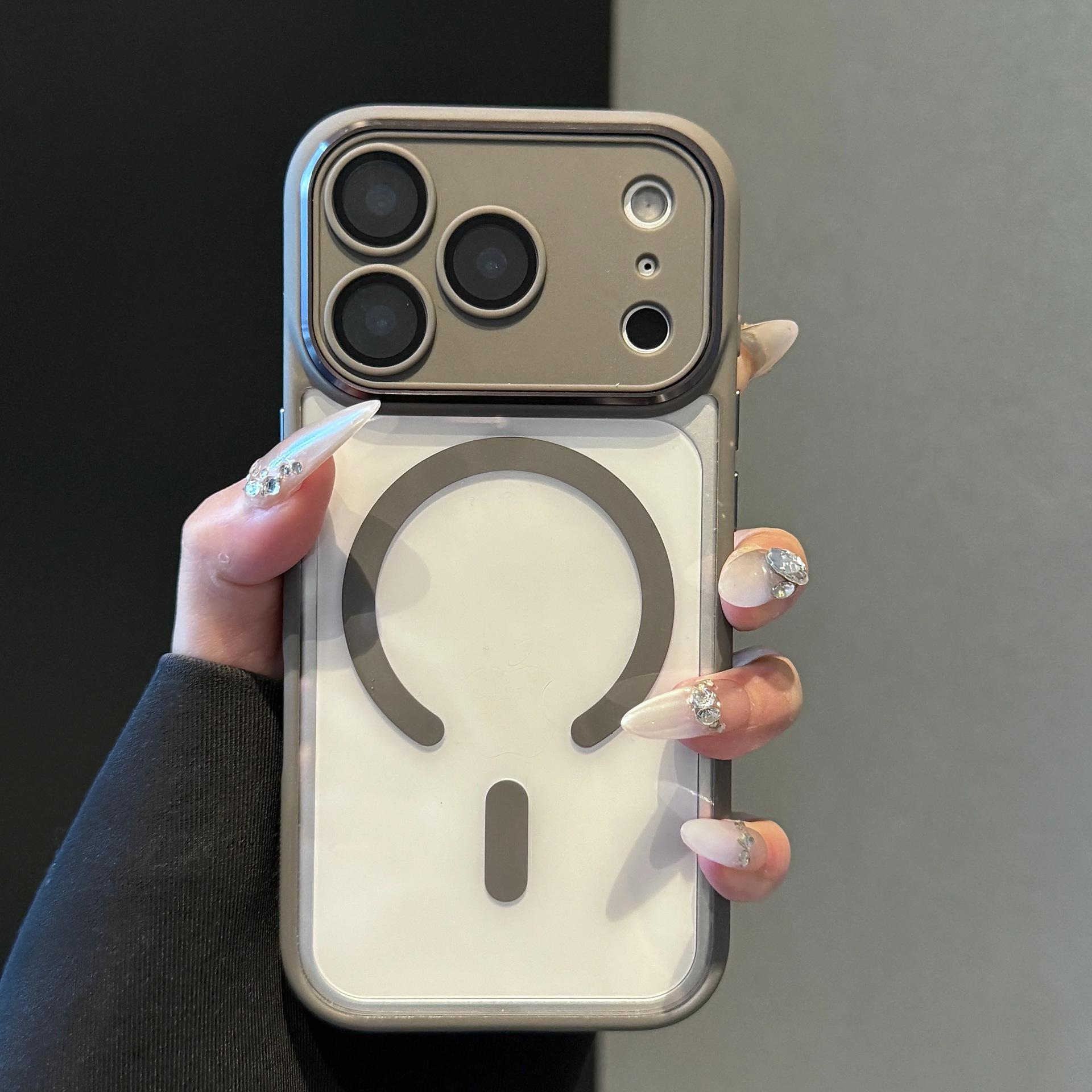 

Magnetic Charging Case for iPhone 16/17 Pro Max with Full Coverage Lens Film - Transparent Design 14 Pro Max