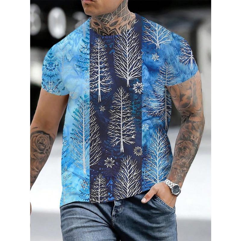 Letní tričko s krátkým rukávem a kulatým výstřihem s 3D digitálním potiskem Pánské