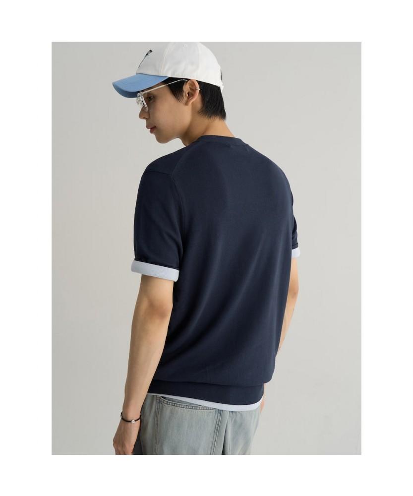 8SECONDS Basic Formal Round Short Sleeve Knit Navy