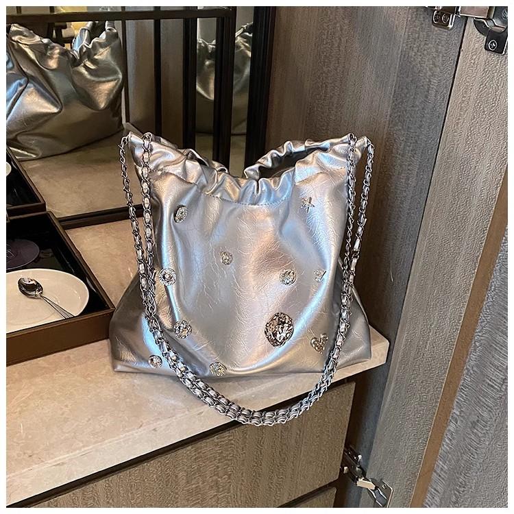 Fashion Women's PU Leather One Shoulder Bag  New Diamond Design Handbag Large Capacity Lazy Style Student Commuting Tote Bag