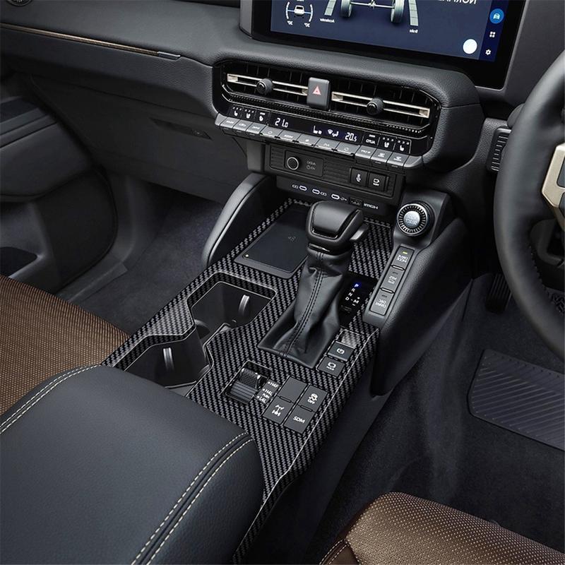 Car Center Console Gear Shift Panel Trim Cover Stickers for Toyota Prado LC250 2024 RHD Carbon Fiber