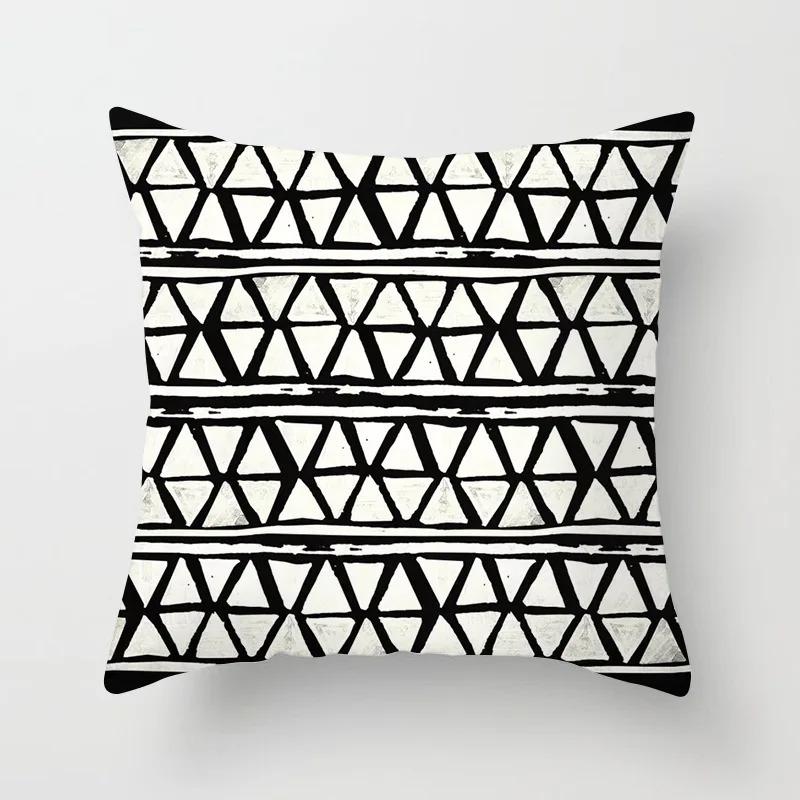 Office Living Room Home Pillowcase Car Ornaments Geometric Black and White Pattern Pillowcase