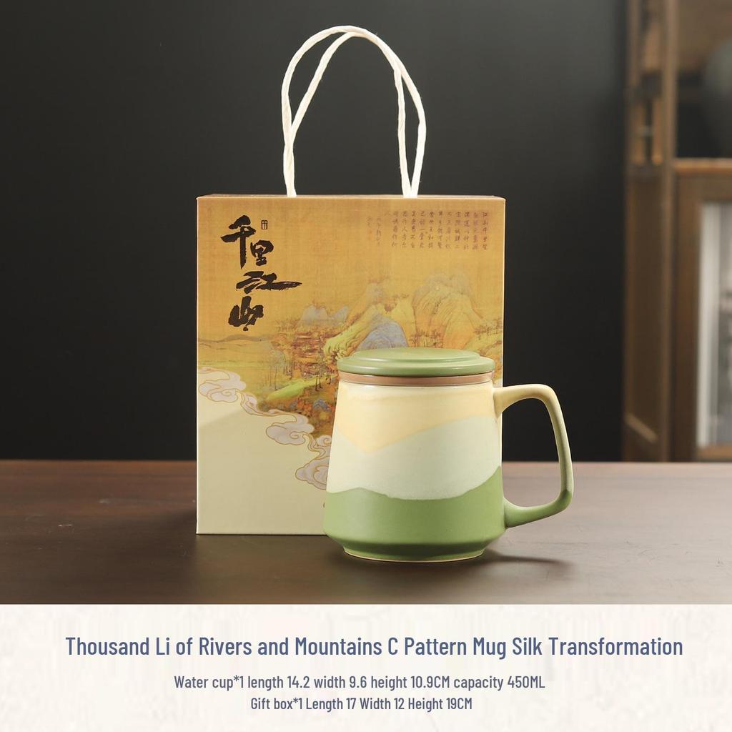 High-Value Ceramic Mug with Tea and Water Separation, Lid, and Filter - Perfect Souvenir or Gift for Annual Meetings