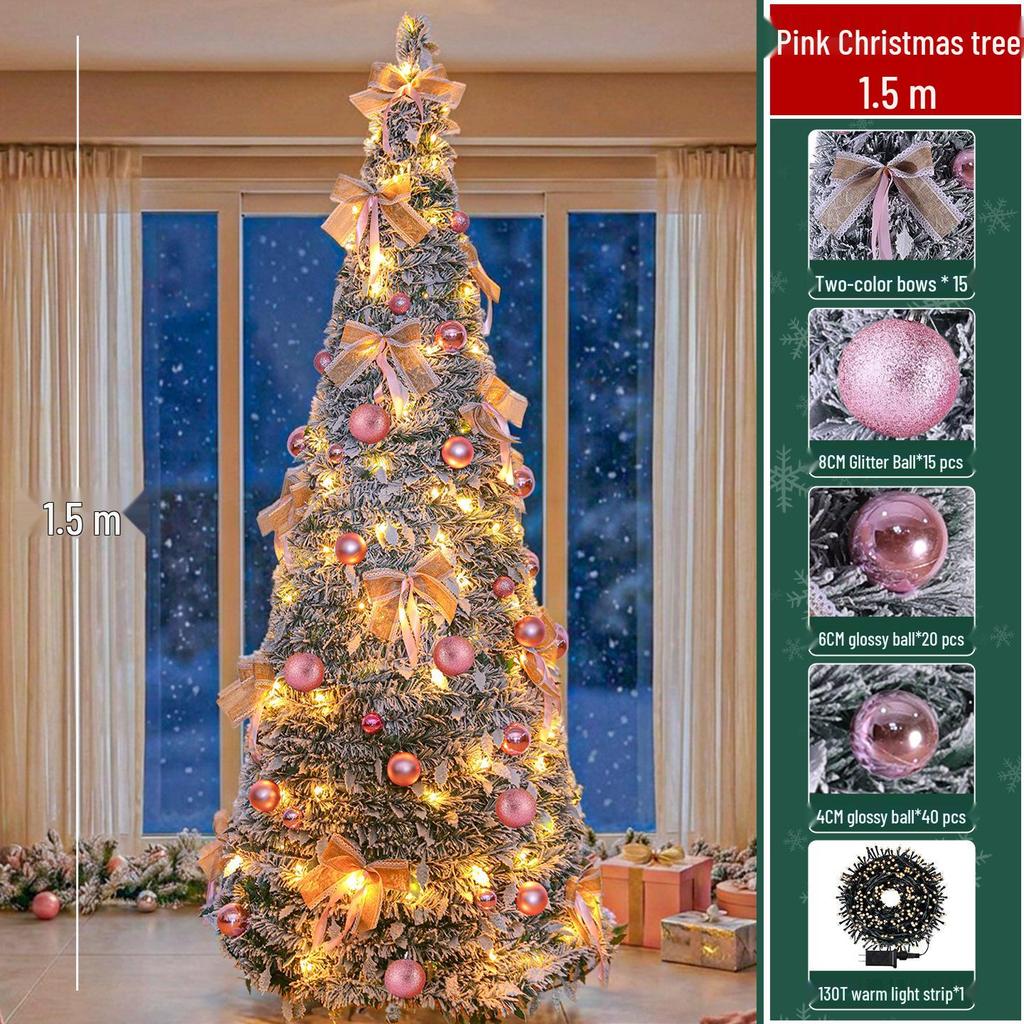 Retractable Folding Christmas Tree with Lights - Easy Setup for a Cozy Holiday Atmosphere