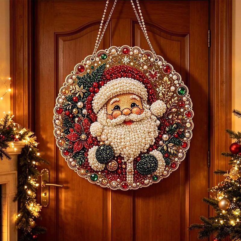 Weihnachts-Perlenmalerei Sonnenfänger-Set Bastelset Metallkette 3D Perlen in gemischter Größe Basteln Festliche Fensterwand Dekoration