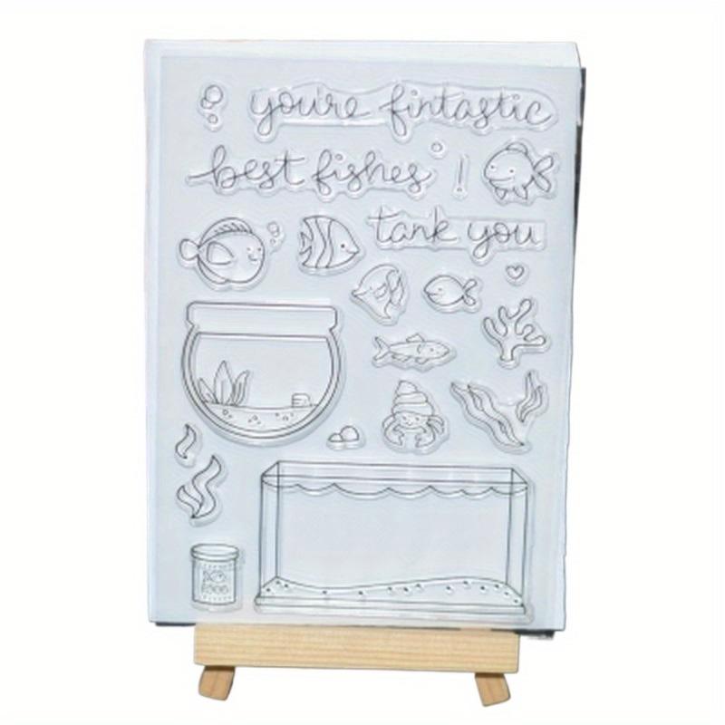 2Pcs Silicone Stamp Seal for DIY Scrapbooking Photo Album Decorative Fish Tank Transparent Stamps