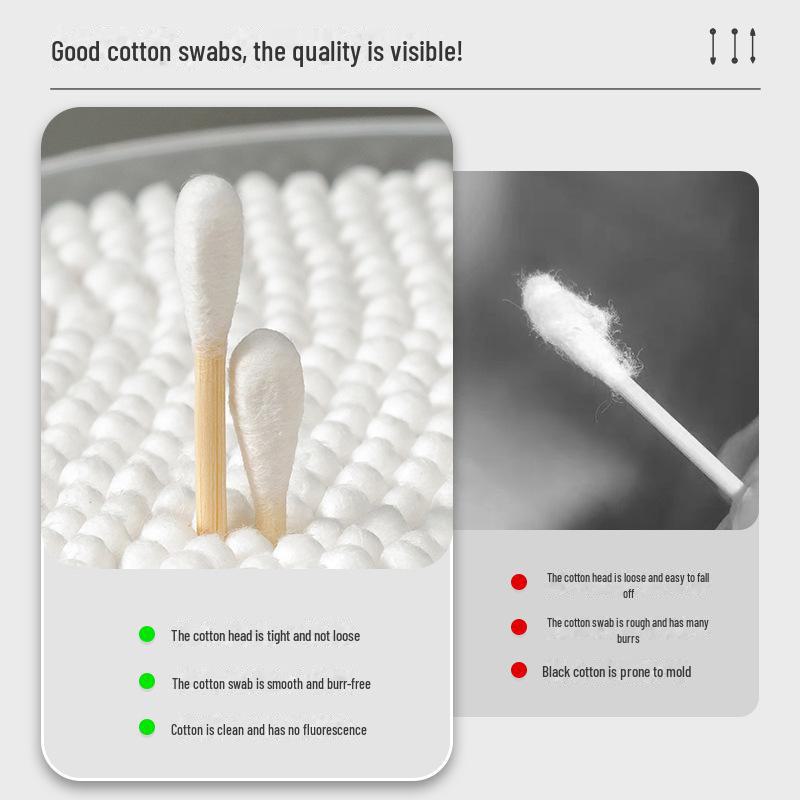 Doppelspitzen-Wattestäbchen zur Ohrenreinigung & für Make-up, Einweg & Hygienisch, Holzgriff, Spezielles Haushalts-Pack.