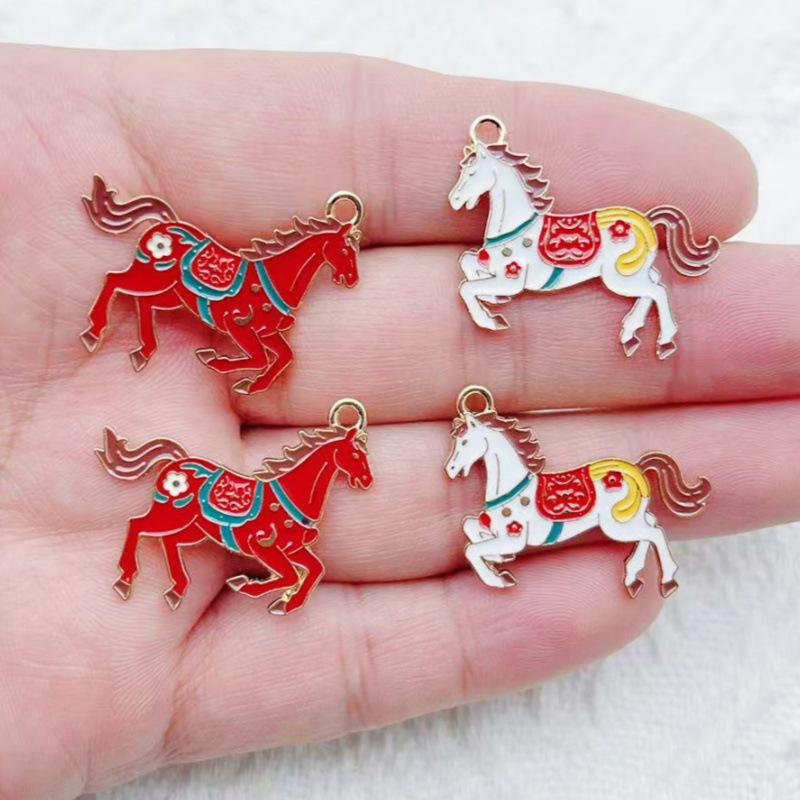 10 Pezzi Lega Gocciolante Zodiaco Cavallo Ciondolo Portachiavi Orecchini Collane Braccialetto Gioielli Fai da Te Artigianato Accessori