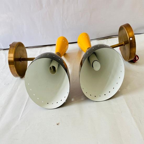 Wall Sconces Brass Italian Wall Light Modern Italian Style Sconces Diabolo Wall Light 2 Bulb Pair 1950’S Style Mid Century