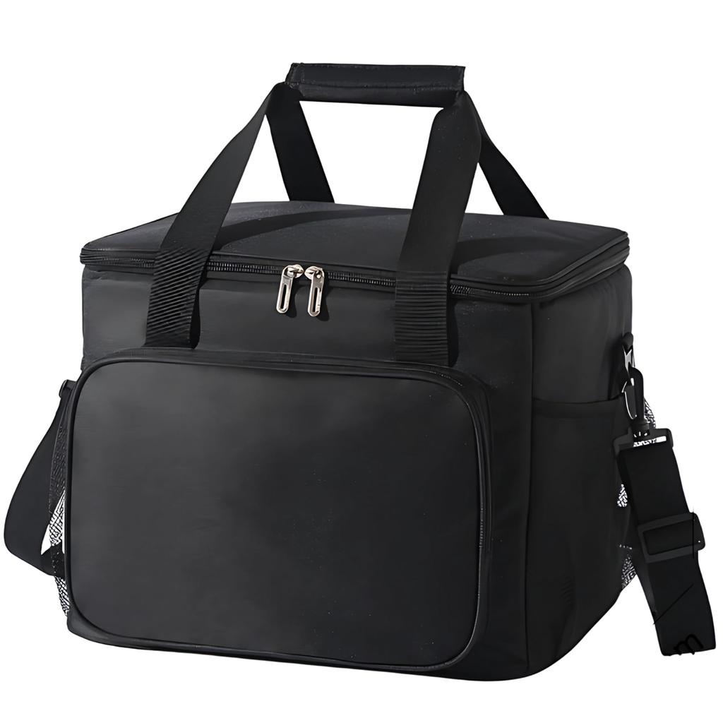 Mellbo Cooler Soft Insulated Cooler Large Capacity with Exterior Side Handheld or Shoulder Aluminum Black Box, Bag, Foldable, (27L), Pocket, Net,